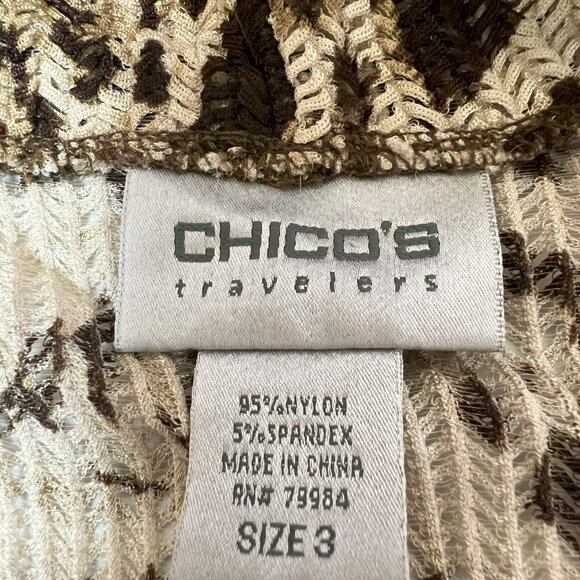 #120 Chico's Travelers Leopard Patterned Jacket Sweater Size 3 - Picture 4 of 5